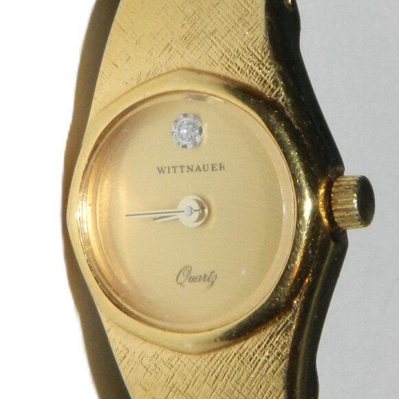 Vintage Wittnauer Ladies Gold Tone Wrist Watch W Diamond 16.5 mm - Picture 4 of 13